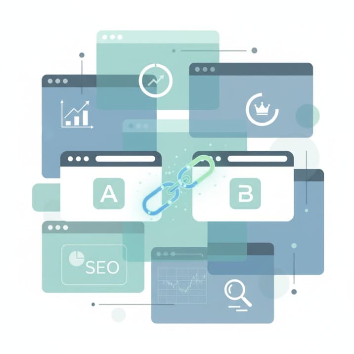 Illustration showing backlinks connected to a website, highlighting the importance of backlinks in SEO ranking.