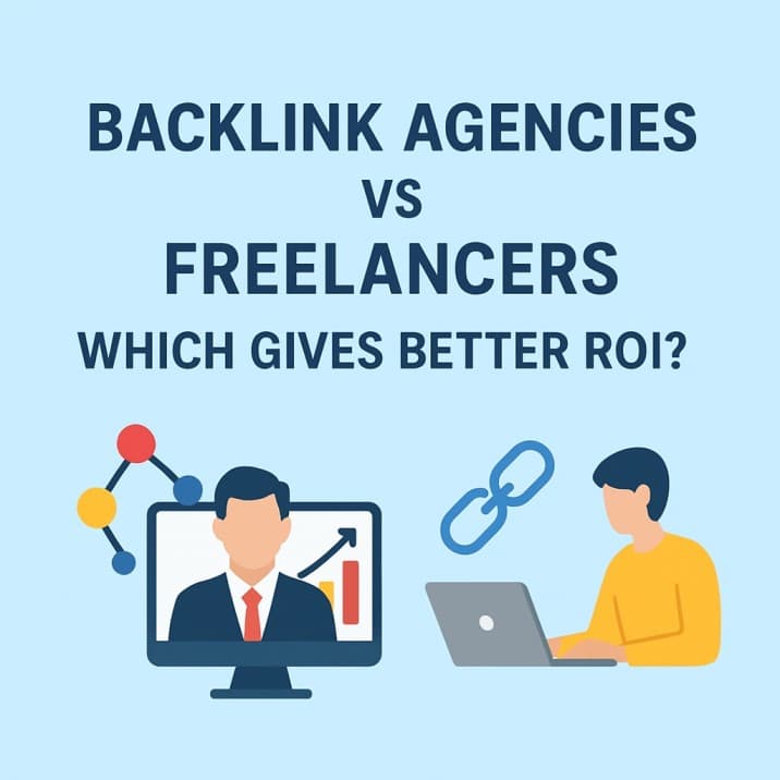 Backlink agencies vs. freelancers: ROI comparison with illustrations.